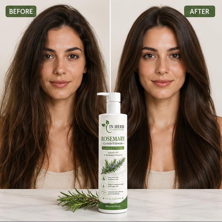 In Herb Rosemary Conditioner, Rosemary Extract Infused Hair Conditioner for Daily Hair Care, Suitable for All Hair Types, 200 ml