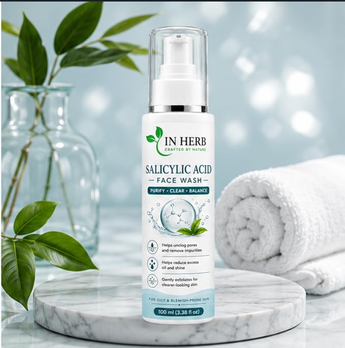 In Herb Face Wash with 1% Salicylic Acid, Suitable for Oily Skin Types, 100 ml