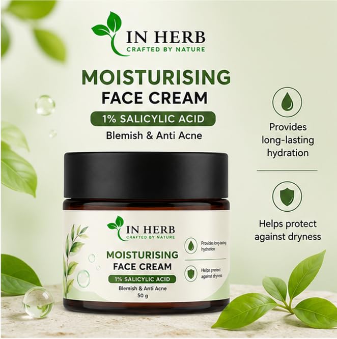 In Herb Moisturising Face Cream, Daily Facial Care Formula for Everyday Skincare Routine, 50 g