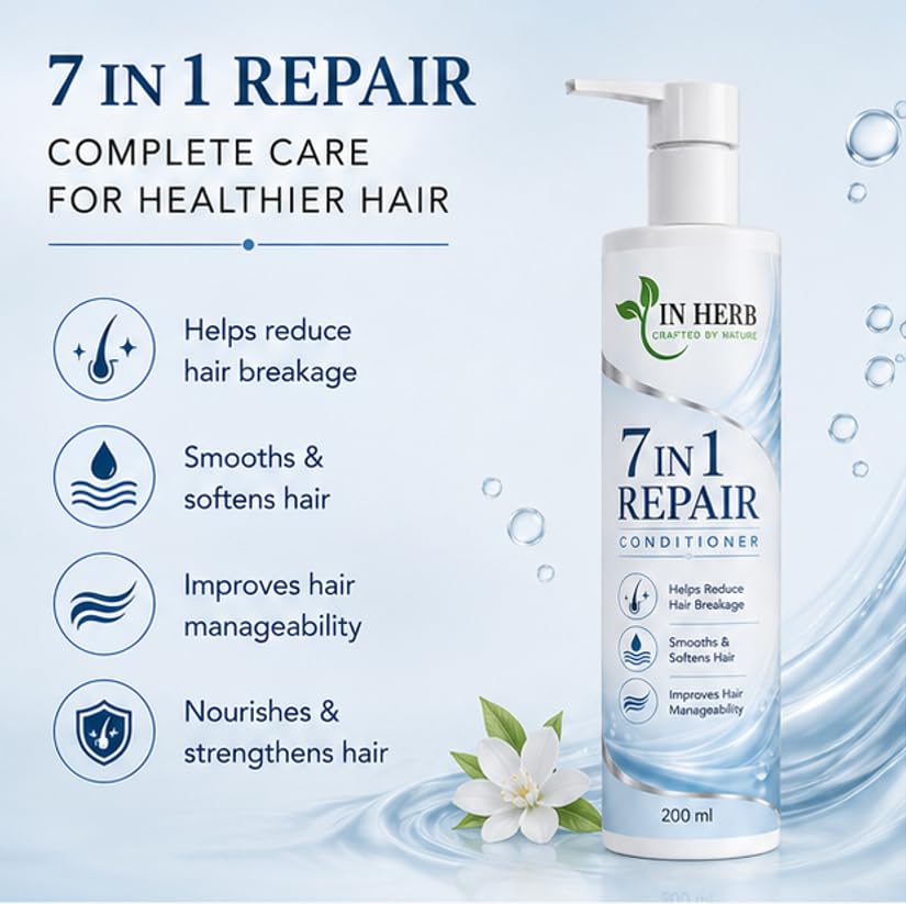 In Herb 7 in 1 Hair Conditioner, Daily Hair Conditioning Formula for All Hair Types, Lightweight Texture, 200 ml
