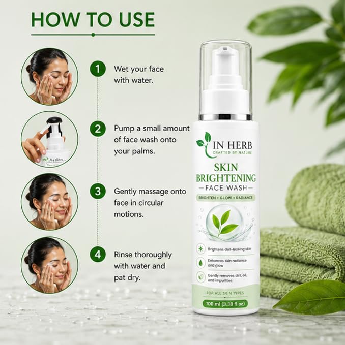 In Herb Skin Brightening Face Wash, Everyday Face Wash for Regular Skincare Routine, 100 ml