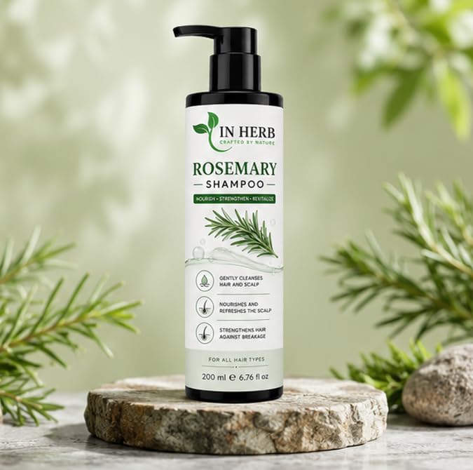 In Herb Rosemary Shampoo, Daily Hair Cleansing Formula for All Hair Types, 200 ml
