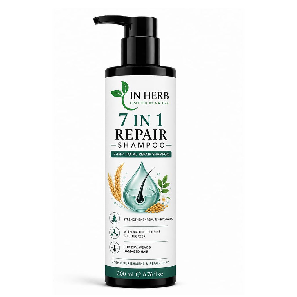 In Herb 7 in 1 Shampoo with Biotin, Proteins & Fenugreek, Daily Hair Cleansing Formula, 200 ml