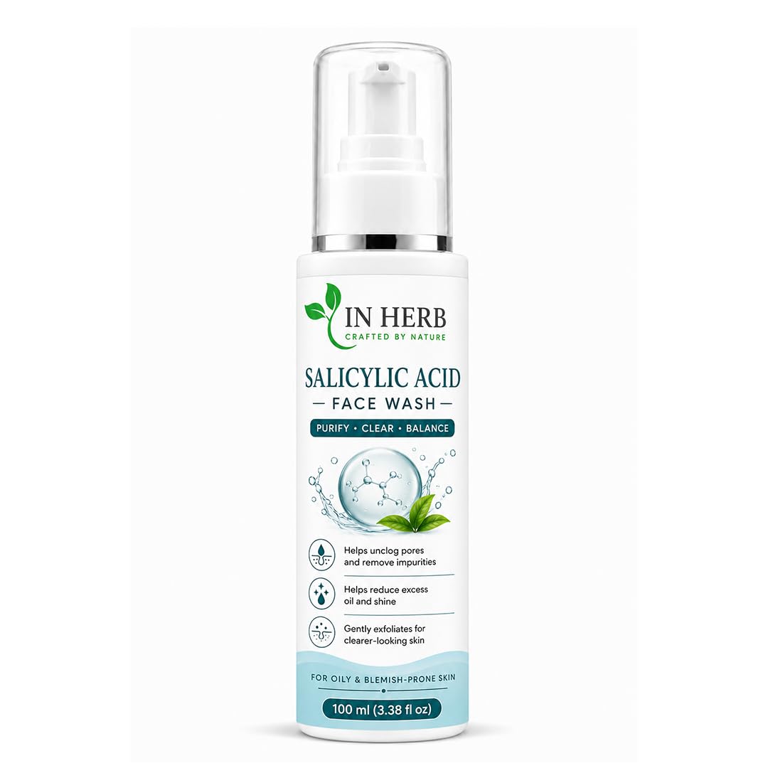 In Herb Face Wash with 1% Salicylic Acid, Suitable for Oily Skin Types, 100 ml