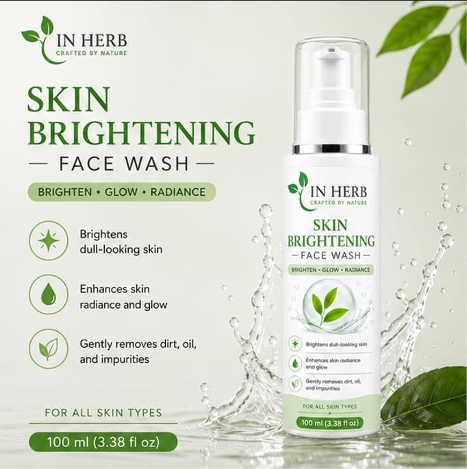 In Herb Skin Brightening Face Wash, Everyday Face Wash for Regular Skincare Routine, 100 ml