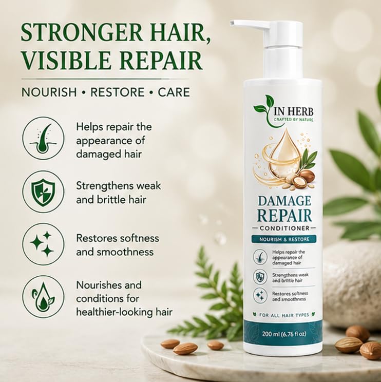 In Herb Conditioner for All Hair Types, Everyday Hair Care Formula with Easy-Rinse Application, 200 ml