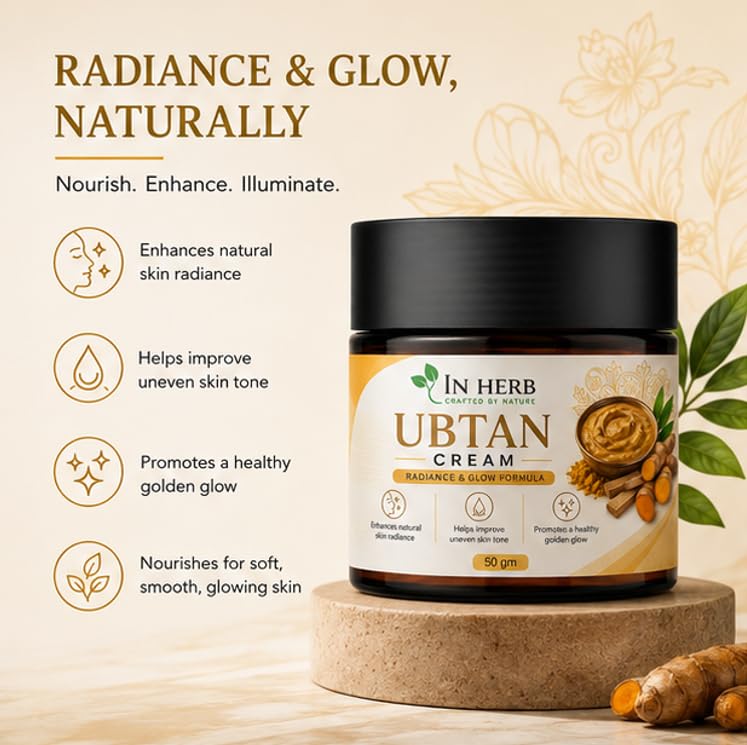 In Herb Ubtan Cream, Daily Moisturizing Face Cream with Traditional Ubtan-Inspired Formula, 50 gm