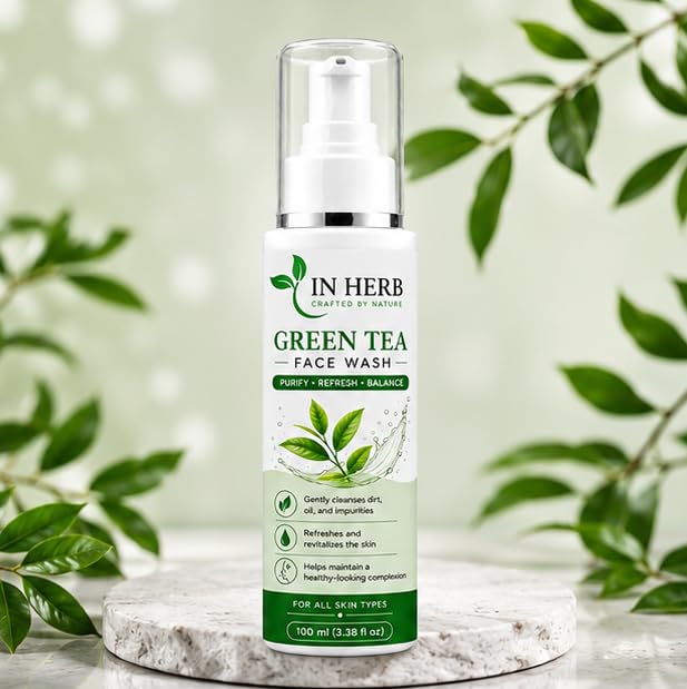 In Herb Green Tea Face Wash, Daily Face Care Formula with Easy-Rinse Texture, 100 ml