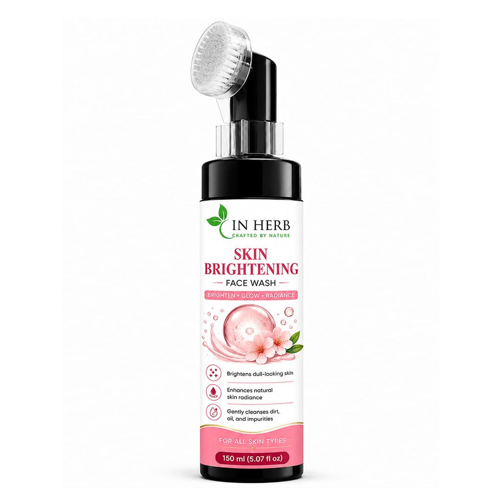 In Herb Skin Brightening Face Wash with Brush, Facial Cleansing Formula for Everyday Use, 150 ml