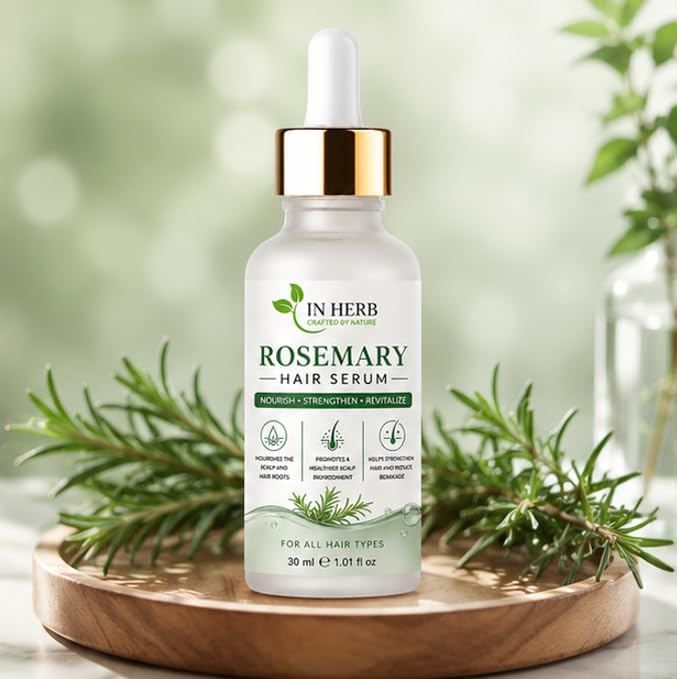 In Herb Rosemary Hair Serum, Lightweight Hair Care Formula for All Hair Types, 30 ml