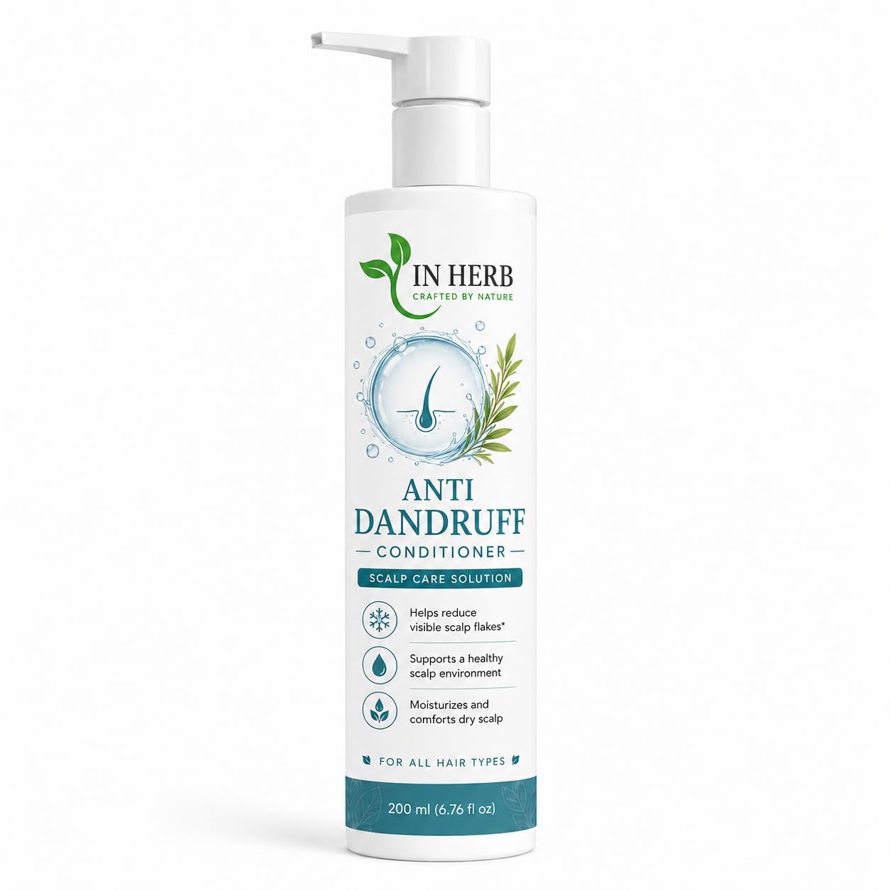 In Herb Anti Dandruff Conditioner, Daily Hair Conditioning Formula for All Hair Types, Lightweight and Easy-Rinse Texture, 200 ml