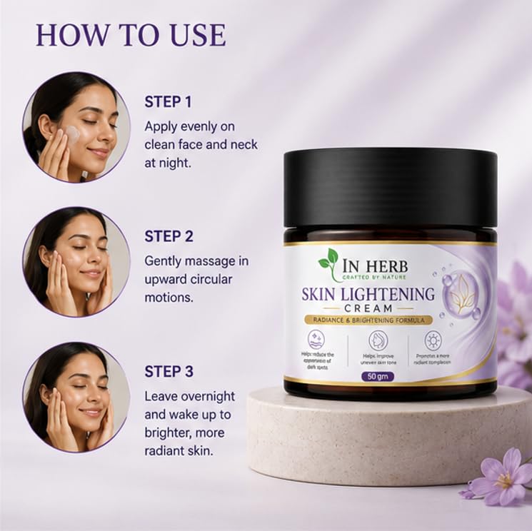 In Herb Skin Lightening Cream, for Everyday Use, Moisturizing and Nourishing Skin Care Formula, 50 gm