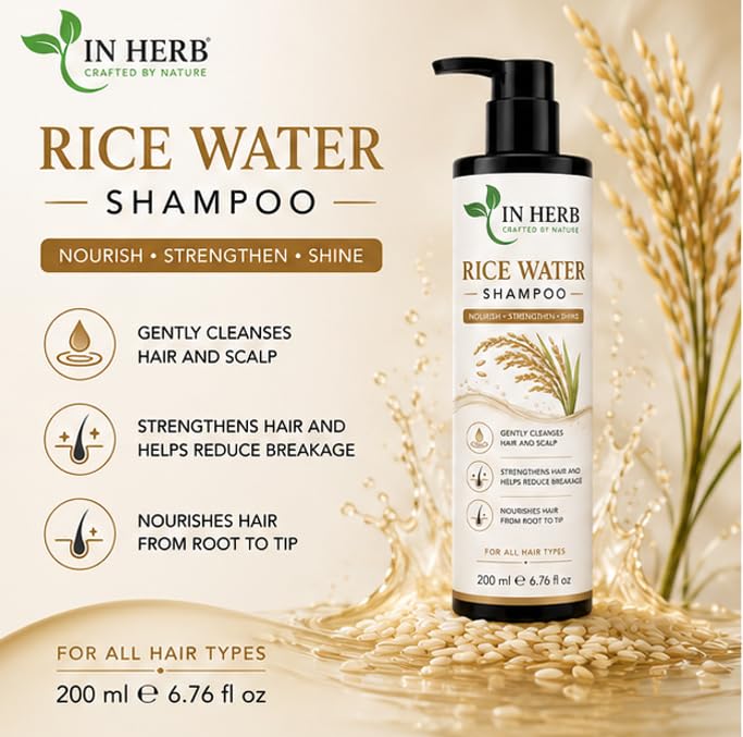 In Herb Rice Water Hair Shampoo, Daily Hair Care Essential for All Hair Types, 200 ml