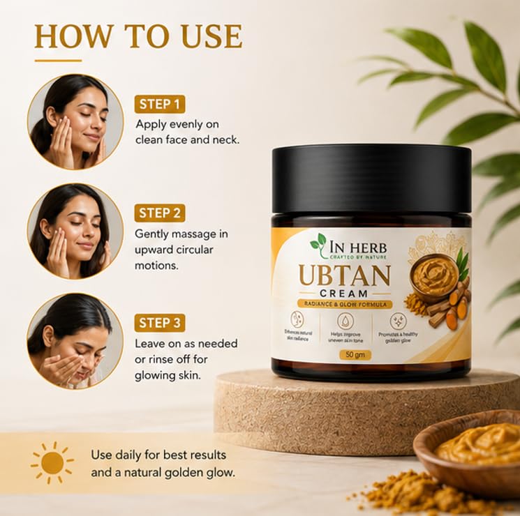 In Herb Ubtan Cream, Daily Moisturizing Face Cream with Traditional Ubtan-Inspired Formula, 50 gm