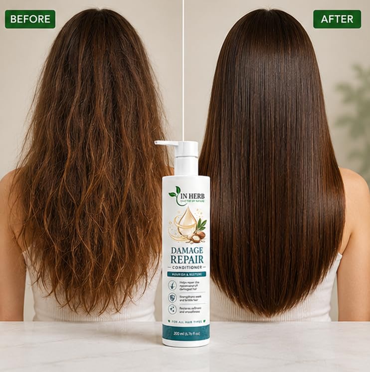 In Herb Conditioner for All Hair Types, Everyday Hair Care Formula with Easy-Rinse Application, 200 ml