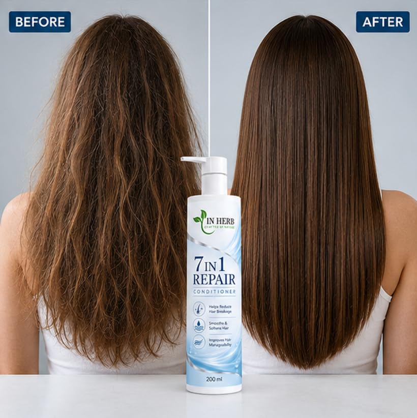 In Herb 7 in 1 Hair Conditioner, Daily Hair Conditioning Formula for All Hair Types, Lightweight Texture, 200 ml