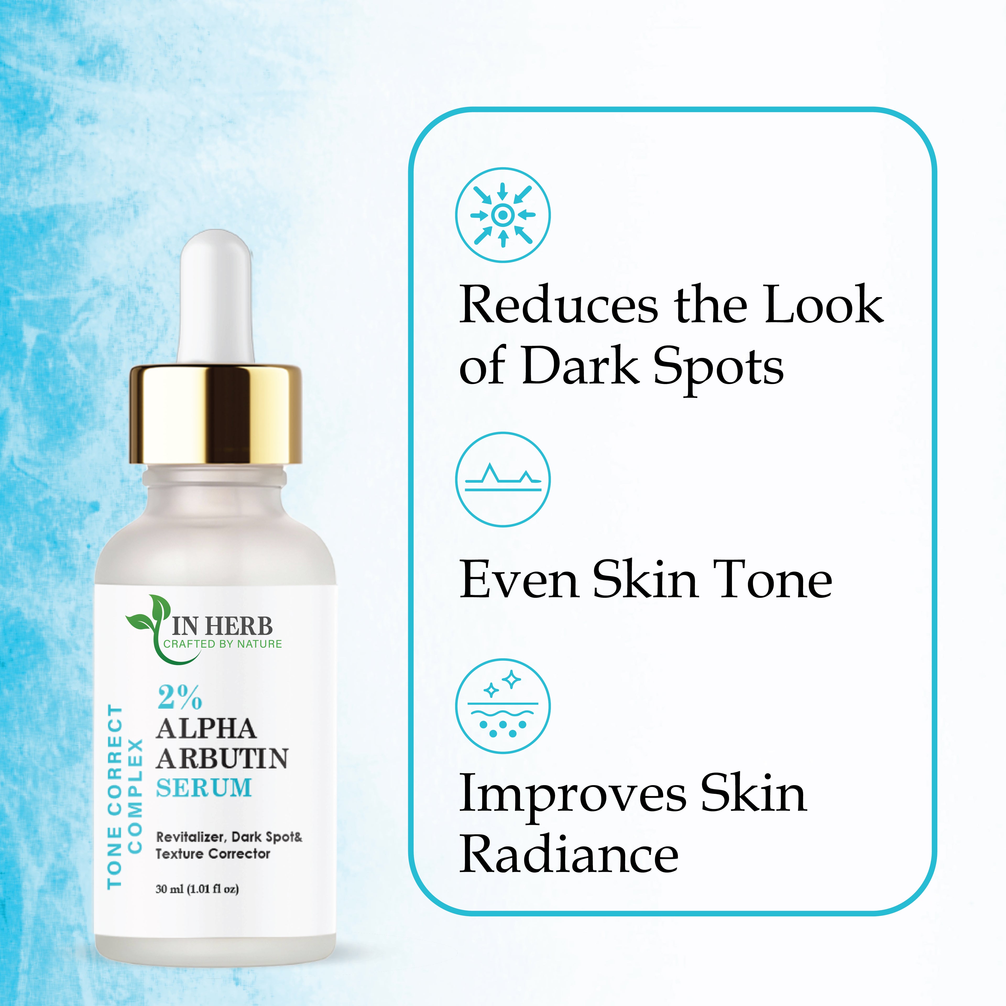 In Herb 2% Alpha Arbutin Serum for Face, Lightweight Daily Use, 30 ml
