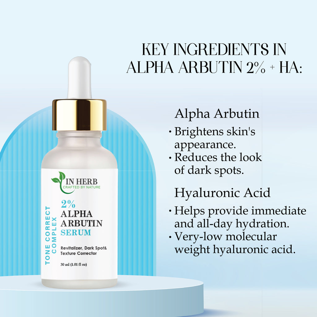 In Herb 2% Alpha Arbutin Serum for Face, Lightweight Daily Use, 30 ml