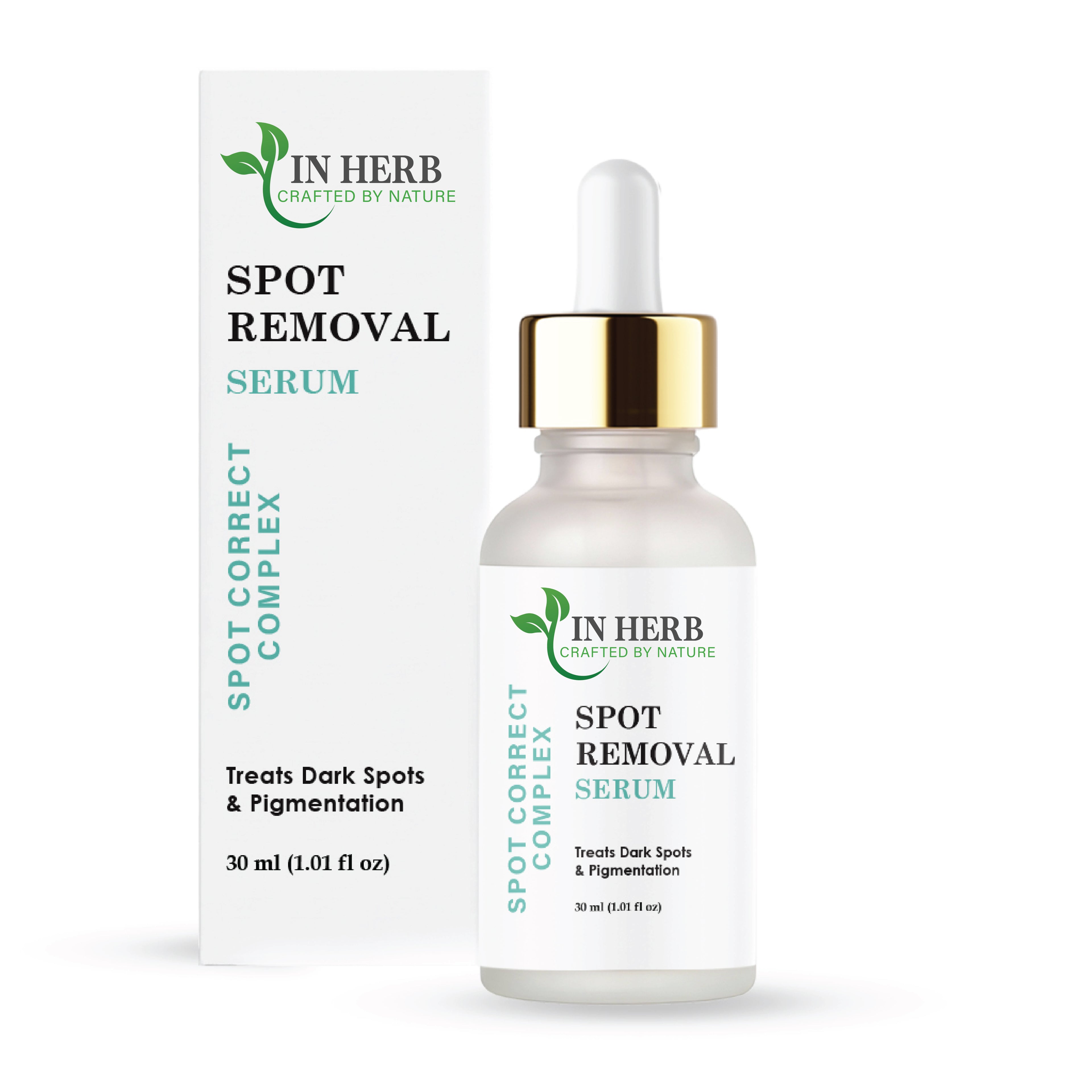 IN HERB Spot Removal Serum, AQUA, Aloe Vera extract 10%, Azelaic Acid 2%, Treats Dark Spots & Pigmentation, All Skin Types, 30ml (1.01 fl oz)