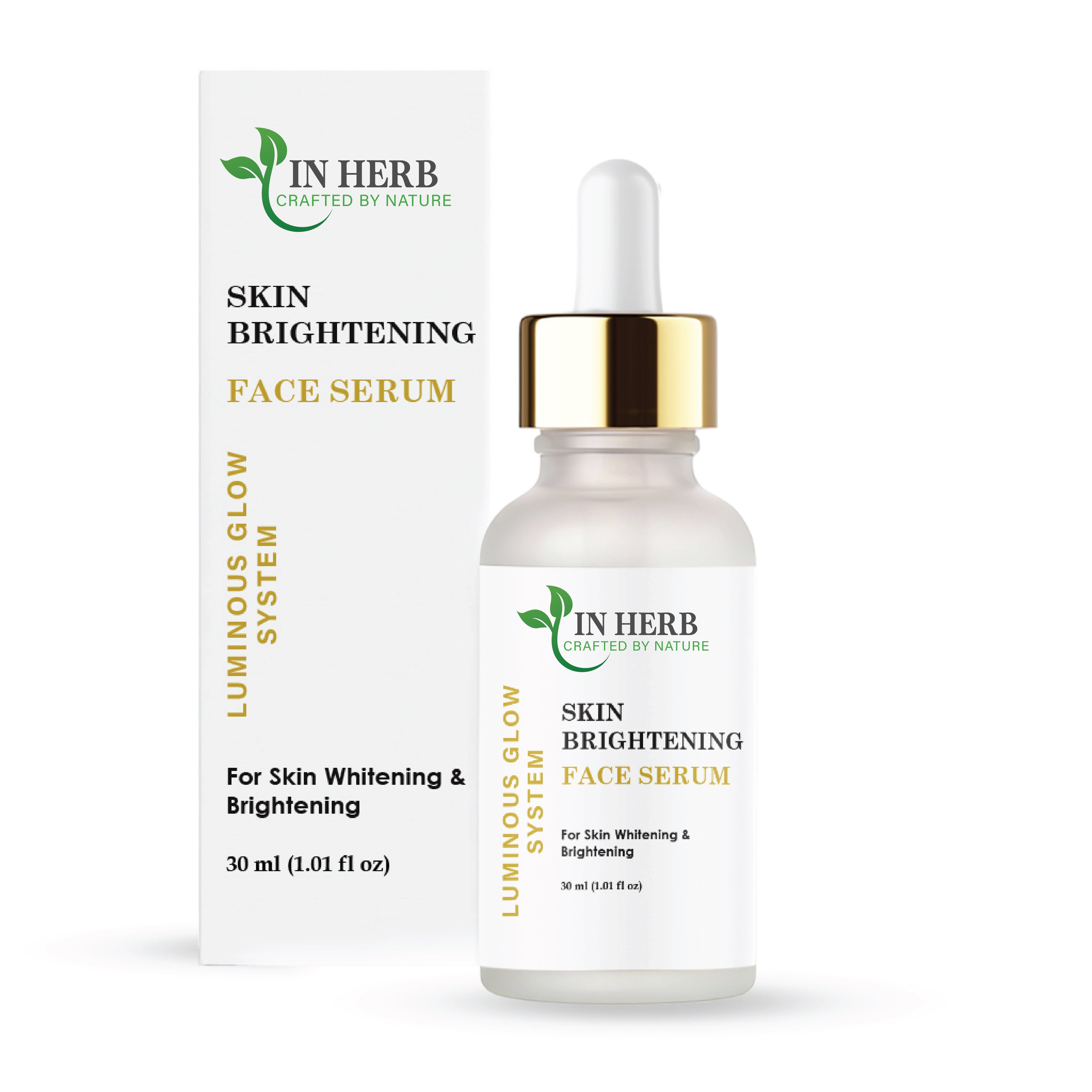 IN HERB Skin Brightening Face Serum, AQUA, Aloe Vera extract 5%, Licorice extract 1%, For Skin Whitening & Brightening, 30ml (1.01 fl oz)