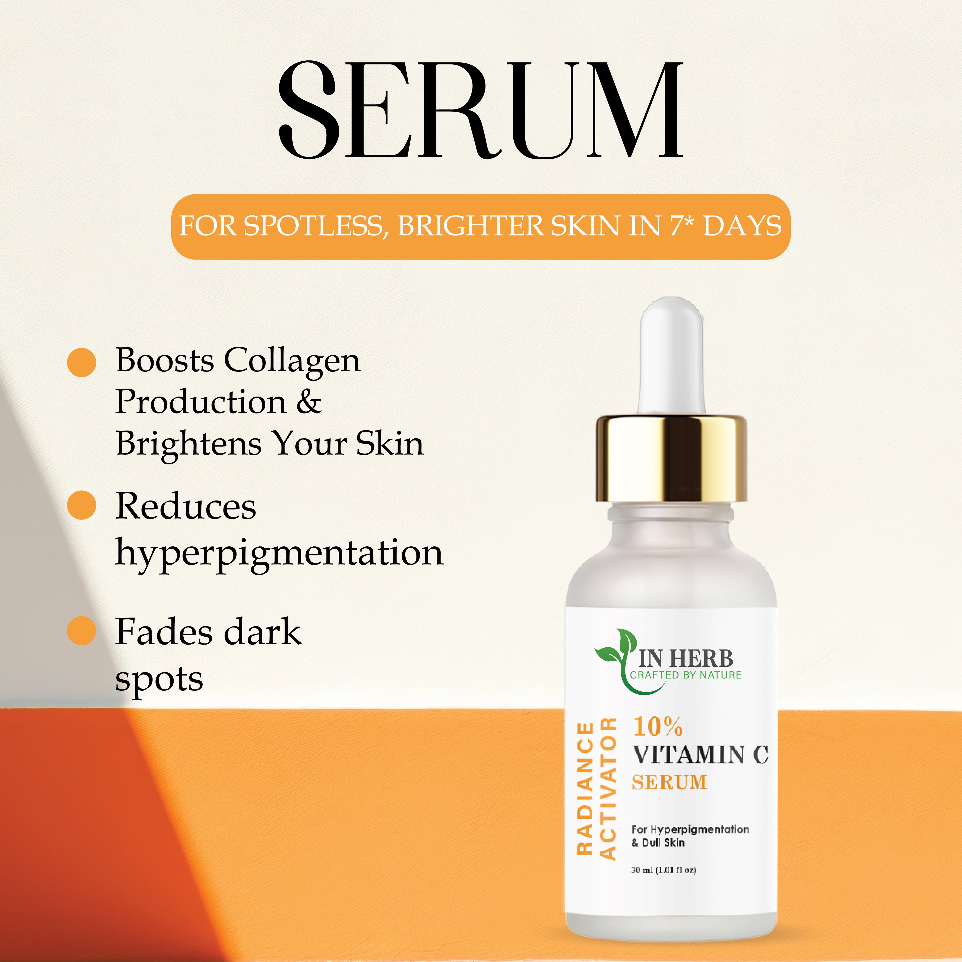 IN HERB Vitamin C 15% Serum for Hyperpigmentation & Dull Skin, 30ml (1.01 fl oz)